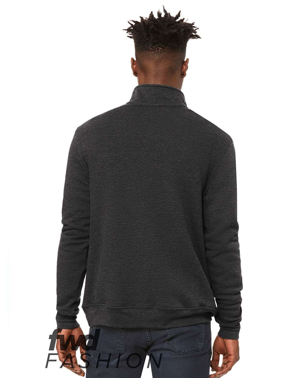 Unisex FWD Fashion Quarter-Zip Pullover Fleece - Back - B02206092 - Dark Grey Heather