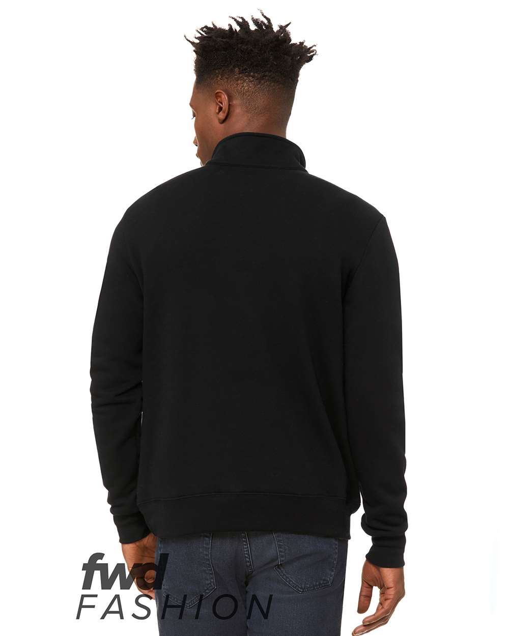 Unisex FWD Fashion Quarter-Zip Pullover Fleece - Back - B02206502 - Black