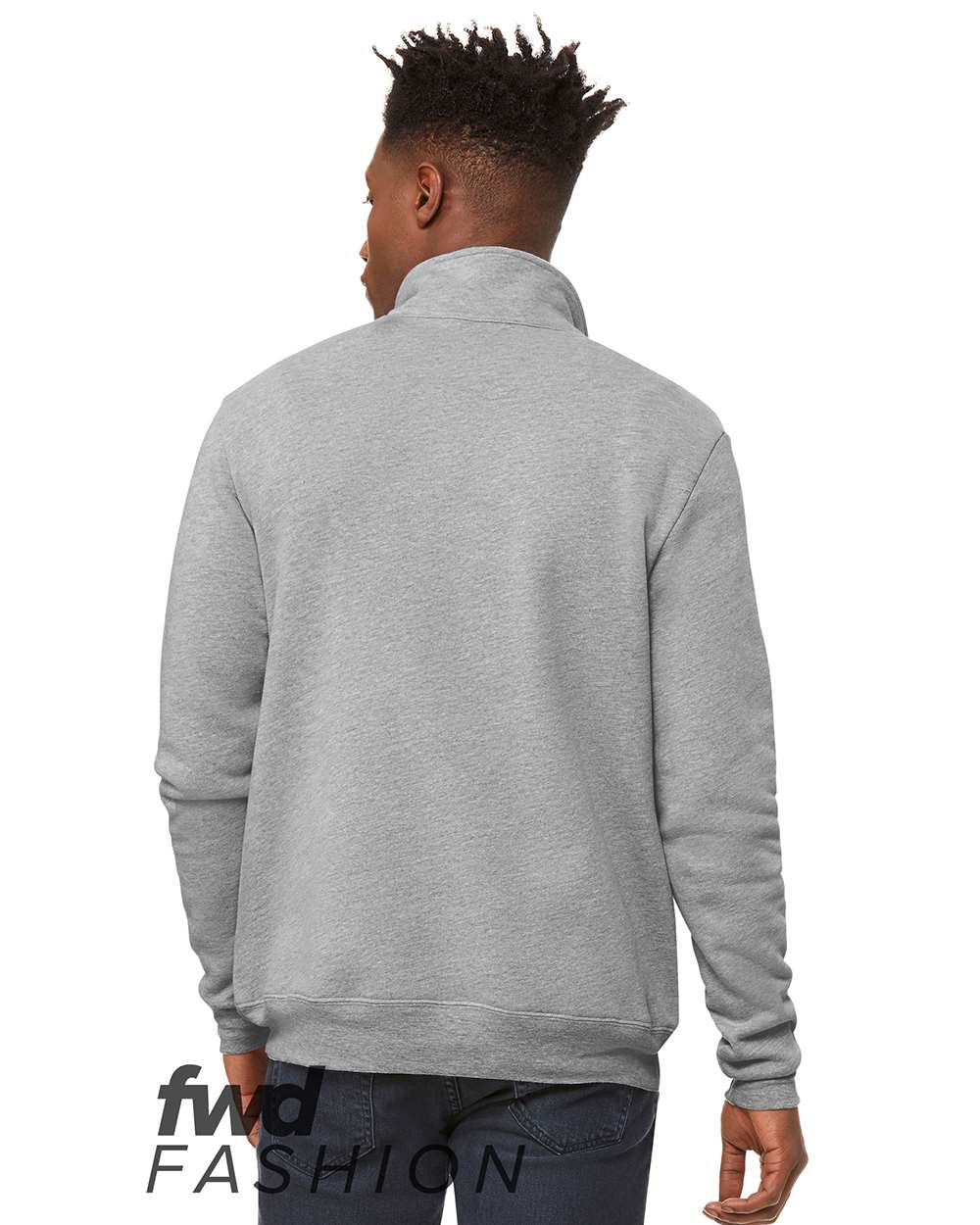 Unisex FWD Fashion Quarter-Zip Pullover Fleece - Back - B02206582 - Athletic Heather