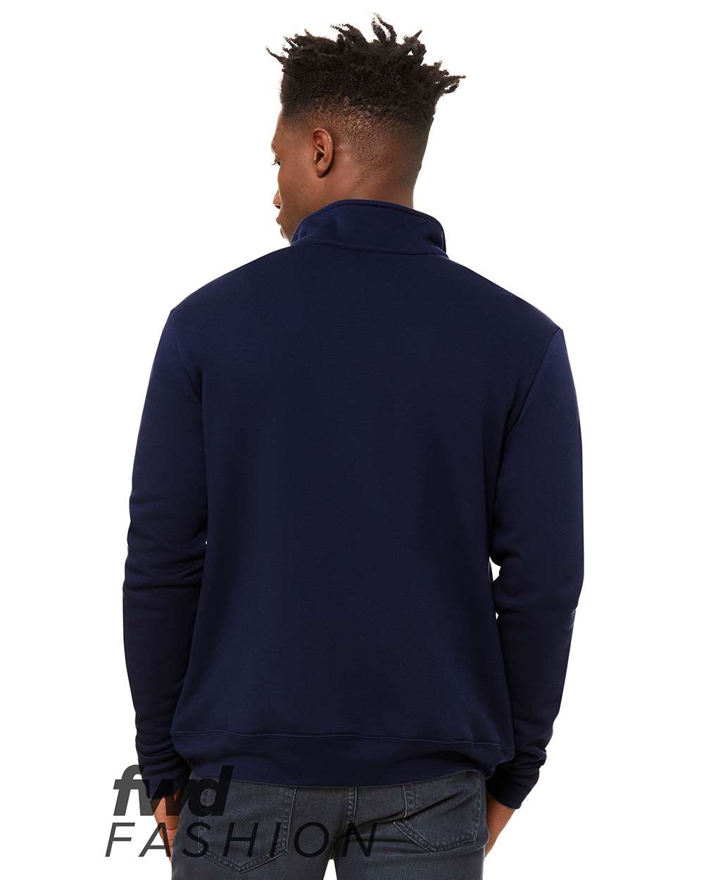 Unisex FWD Fashion Quarter-Zip Pullover Fleece - Back - B02206652 - Navy