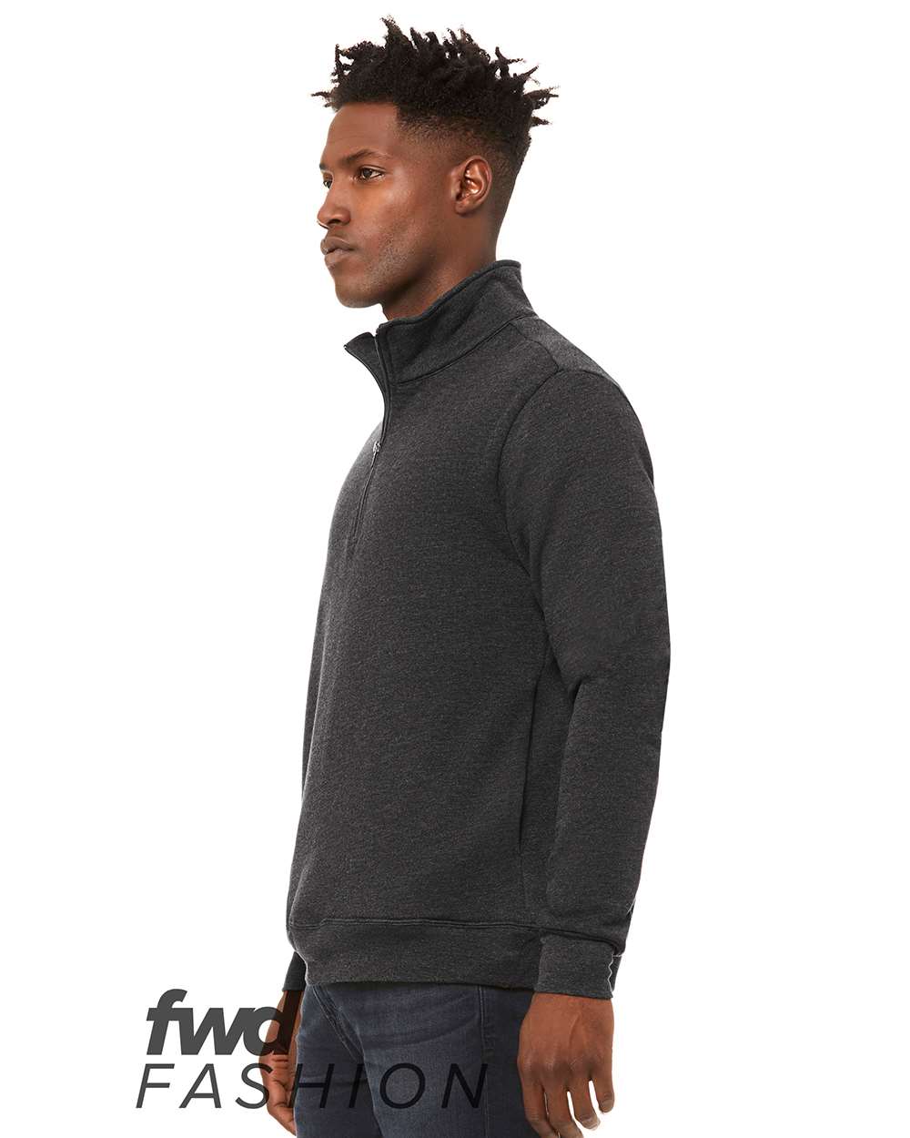 Unisex FWD Fashion Quarter-Zip Pullover Fleece - DirectSide - B02206092 - Dark Grey Heather