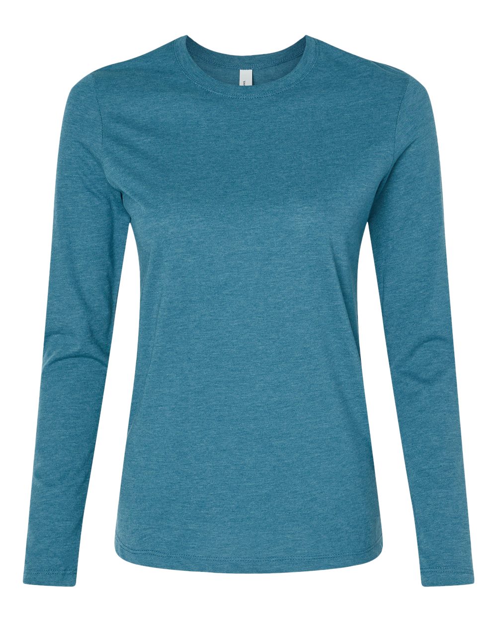 Women’s Jersey Long Sleeve Tee - Front - B57606773 - Heather Deep Teal
