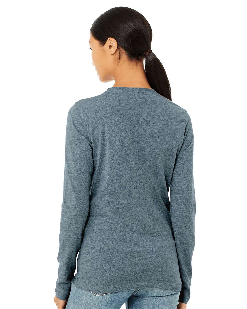 Women’s Jersey Long Sleeve Tee - OnModelBack - B57606793 - Heather Slate