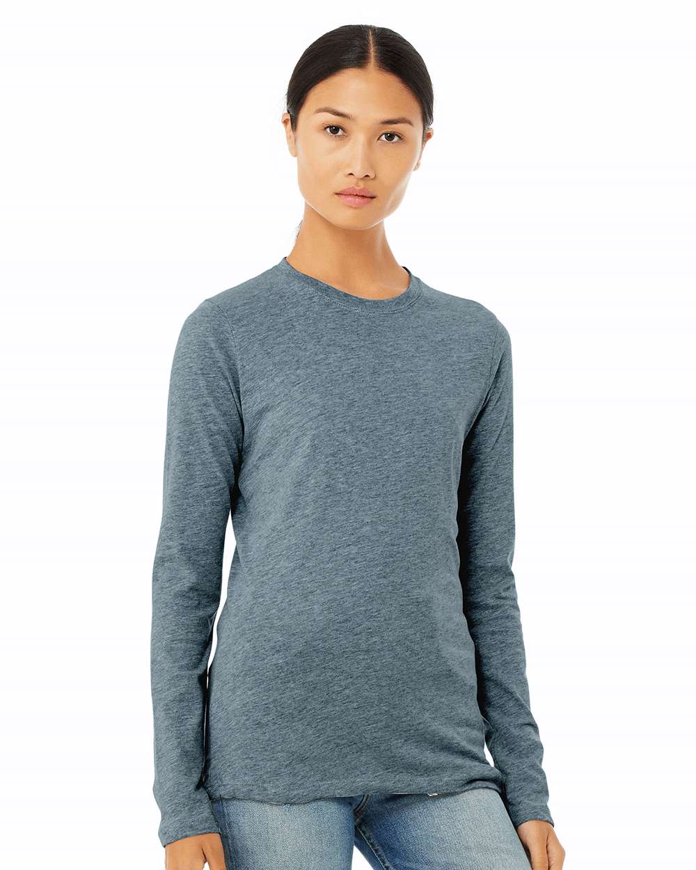 Women’s Jersey Long Sleeve Tee - OnModelFront - B57606793 - Heather Slate