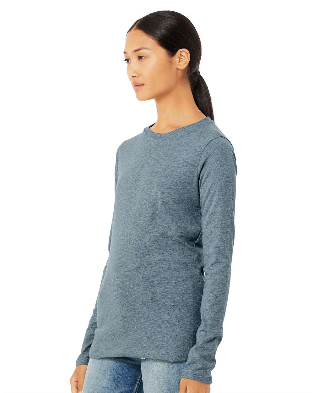 Women’s Jersey Long Sleeve Tee - OnModelSide - B57606793 - Heather Slate