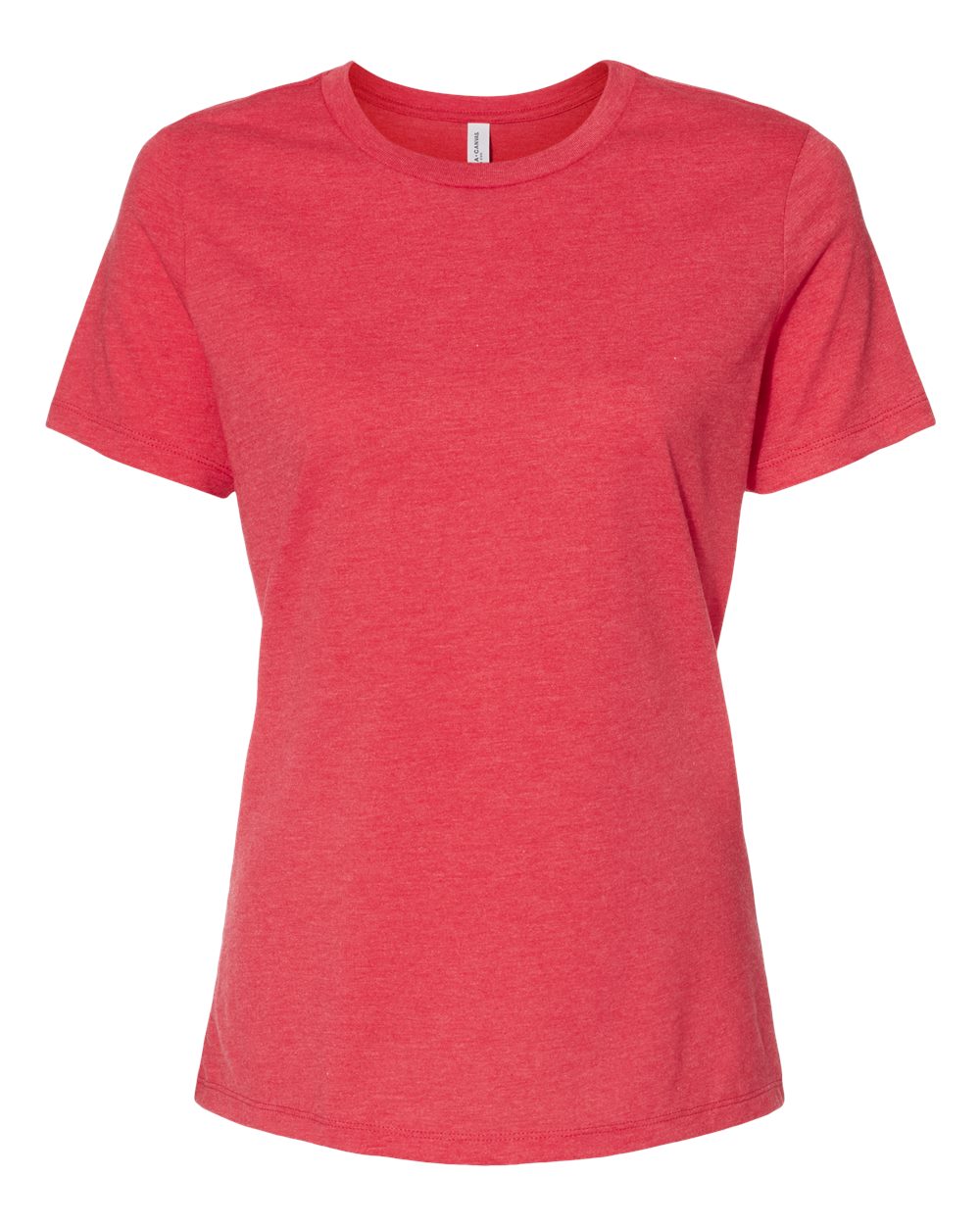 Women’s Relaxed Fit Heather CVC Tee - Front - B20506123 - Heather Red
