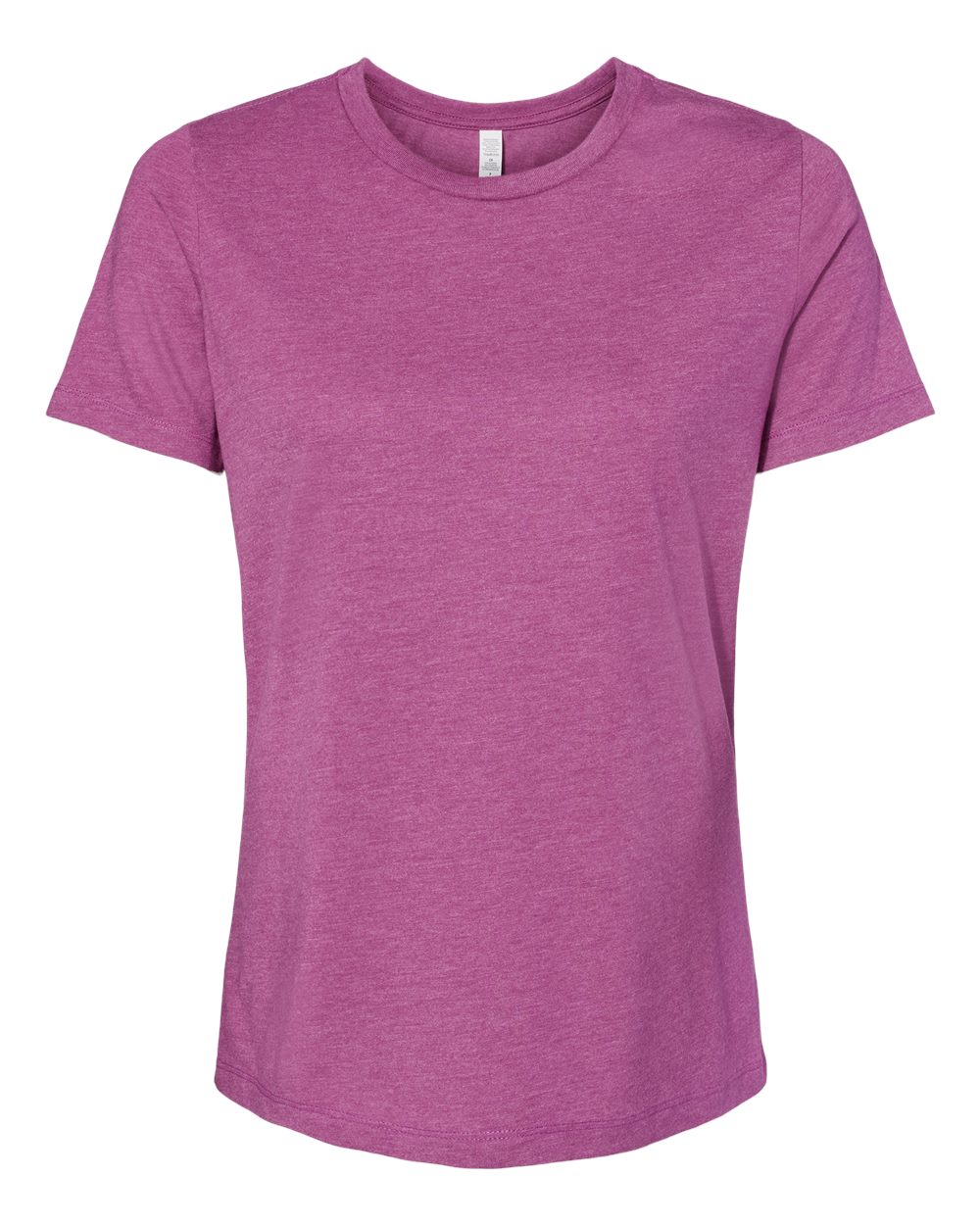 Women’s Relaxed Fit Heather CVC Tee - Front - B20506143 - Heather Magenta