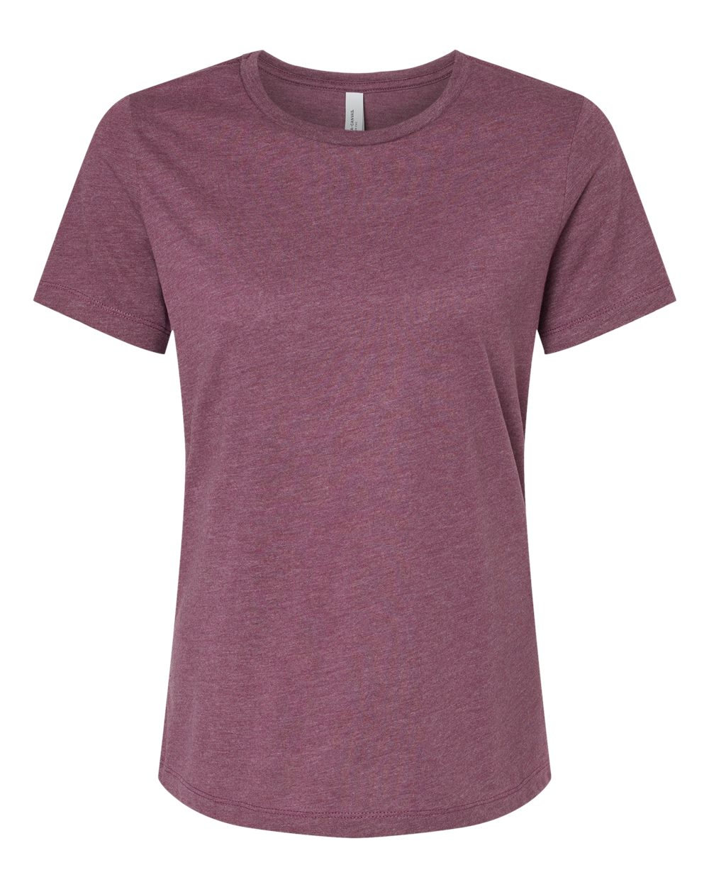 Women’s Relaxed Fit Heather CVC Tee - Front - B20506193 - Heather Maroon