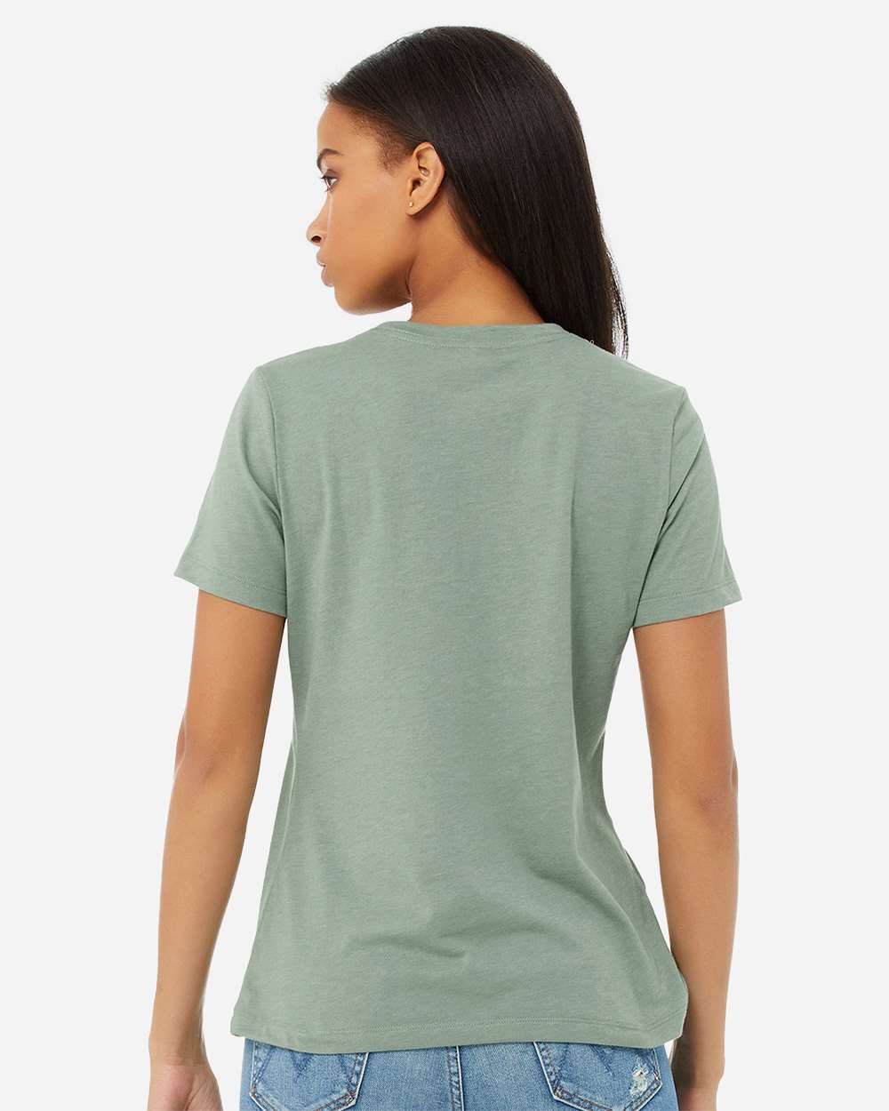 Women’s Relaxed Fit Heather CVC Tee - OnModelBack - B20506173 - Heather Sage