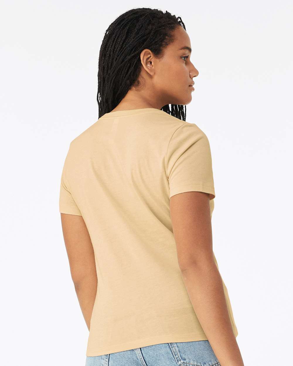 Women’s Relaxed Fit Heather CVC Tee - OnModelBack - B20506213 - Heather Soft Cream