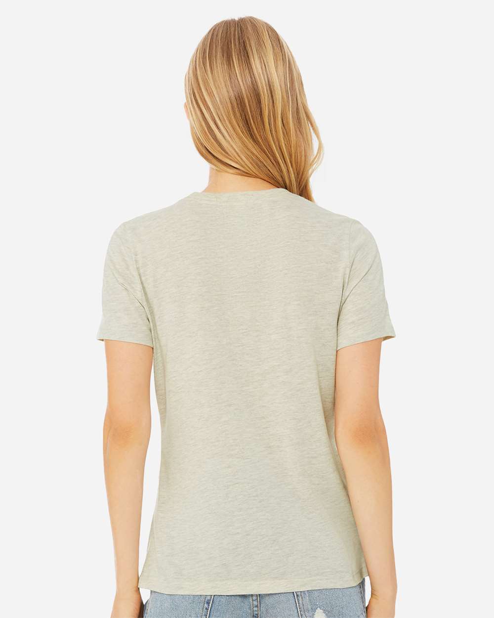 Women’s Relaxed Fit Heather CVC Tee - OnModelBack - B20506243 - Heather Prism Natural