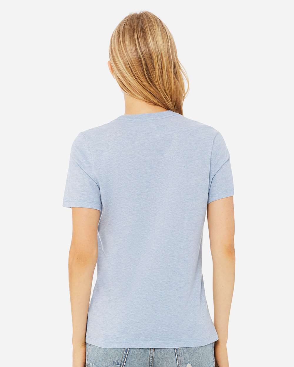 Women’s Relaxed Fit Heather CVC Tee - OnModelBack - B20506253 - Heather Prism Blue