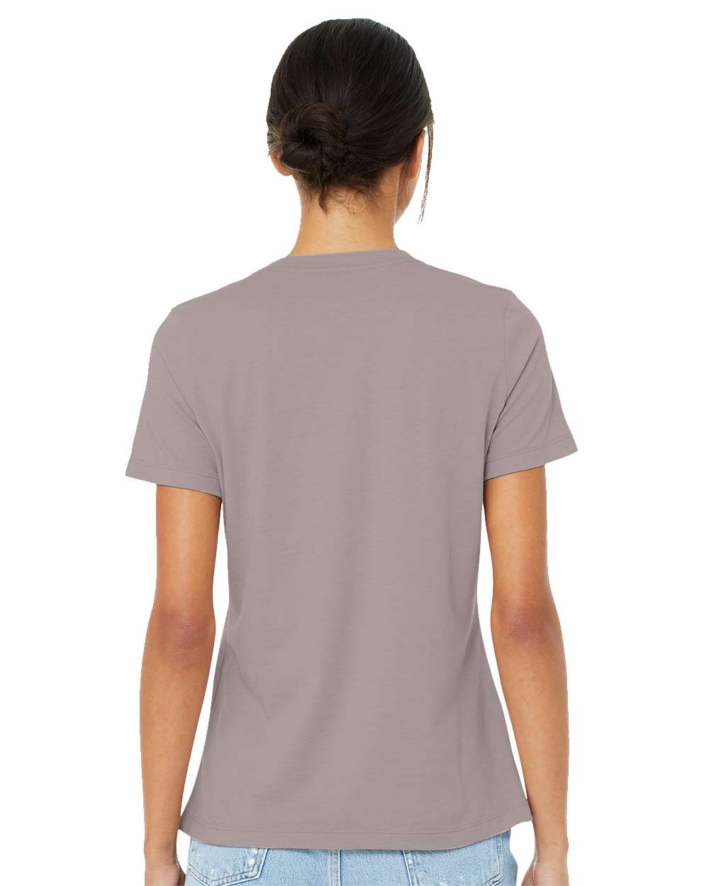 Women’s Relaxed Fit Heather CVC Tee - OnModelBack - B20506313 - Heather Pink Gravel