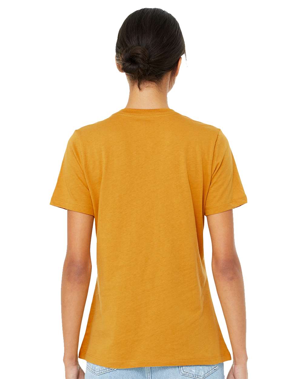 Women’s Relaxed Fit Heather CVC Tee - OnModelBack - B20506343 - Heather Mustard