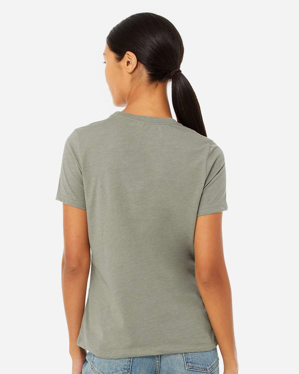 Women’s Relaxed Fit Heather CVC Tee - OnModelBack - B20506363 - Heather Stone