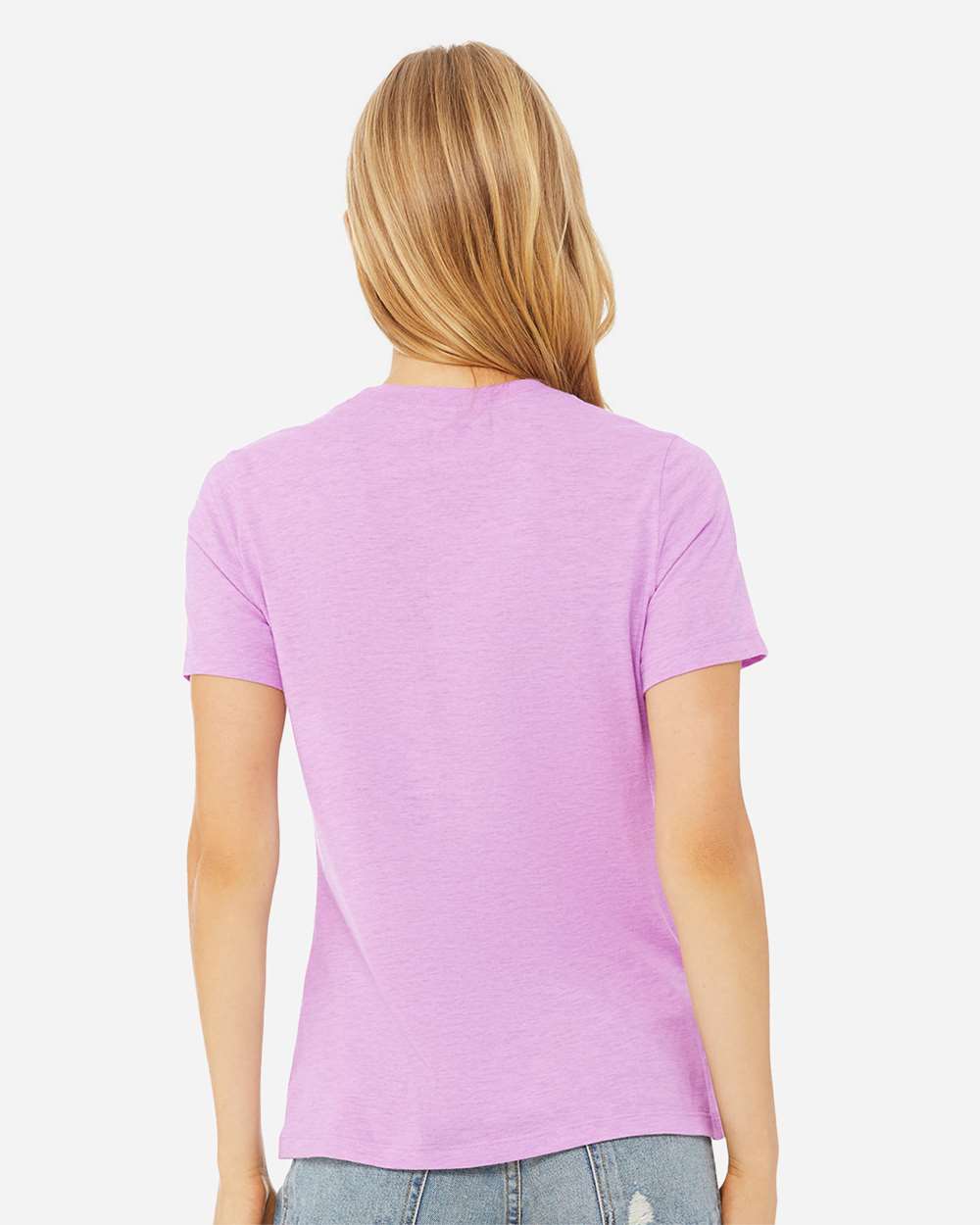 Women’s Relaxed Fit Heather CVC Tee - OnModelBack - B20506713 - Heather Prism Lilac