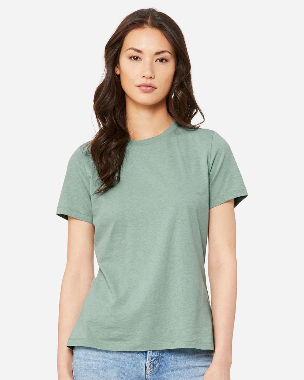 Women’s Relaxed Fit Heather CVC Tee - OnModelFront - B20506113 - Heather Prism Dusty Blue