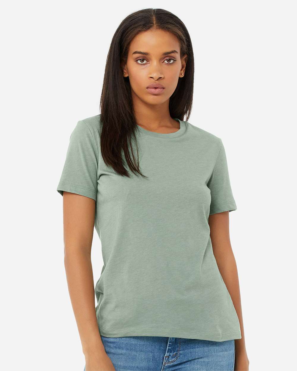 Women’s Relaxed Fit Heather CVC Tee - OnModelFront - B20506173 - Heather Sage