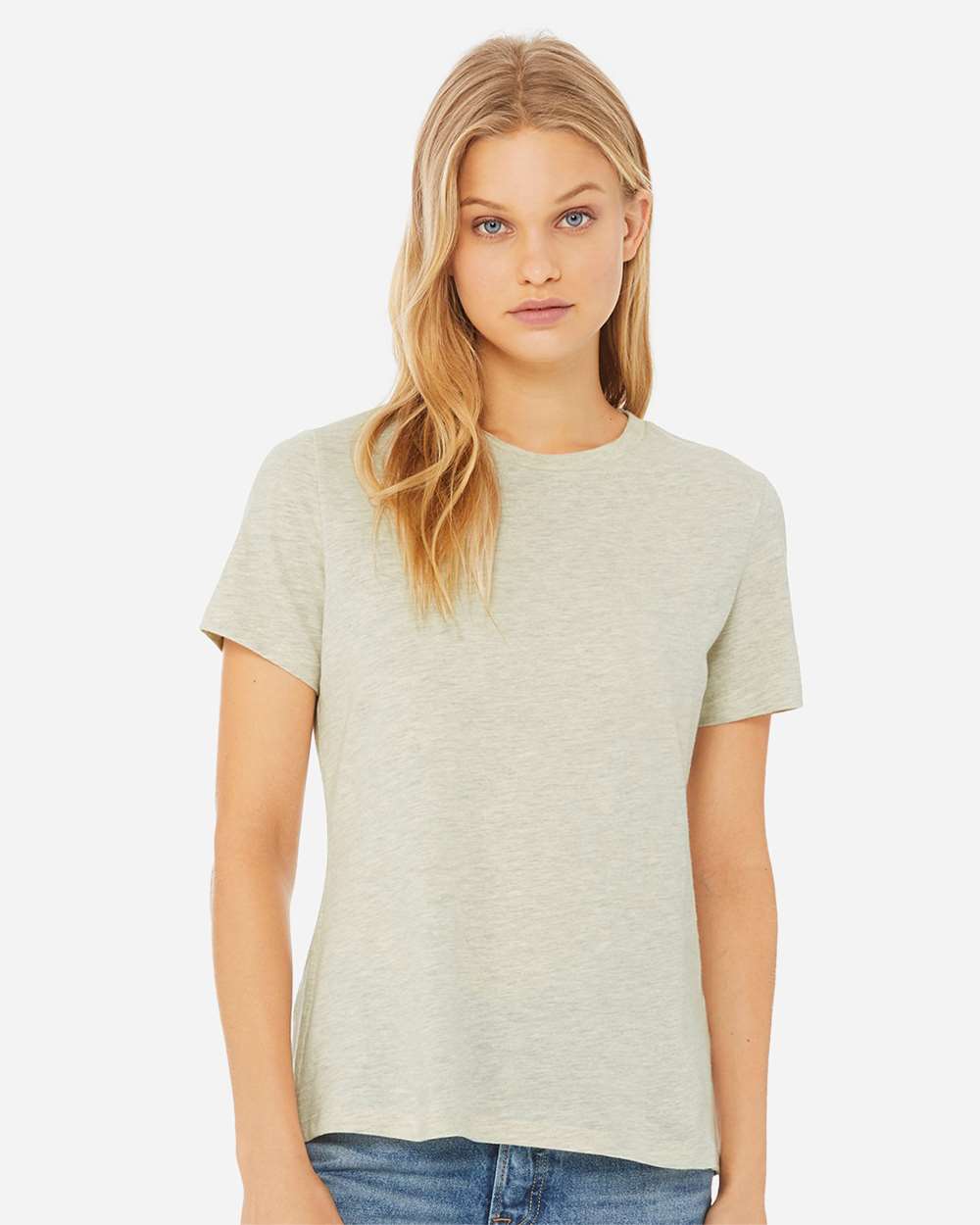 Women’s Relaxed Fit Heather CVC Tee - OnModelFront - B20506243 - Heather Prism Natural