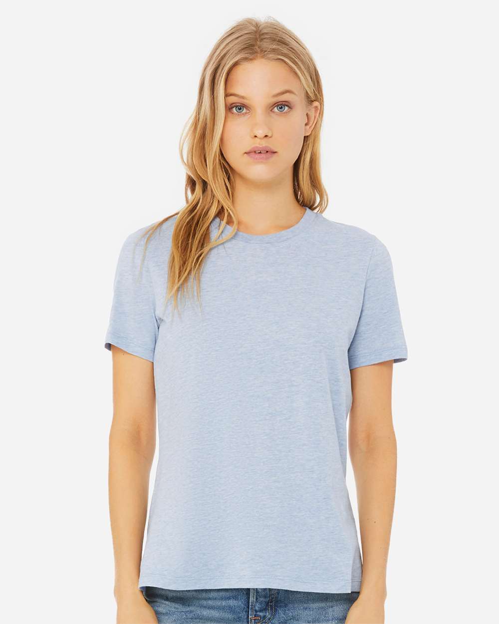Women’s Relaxed Fit Heather CVC Tee - OnModelFront - B20506253 - Heather Prism Blue