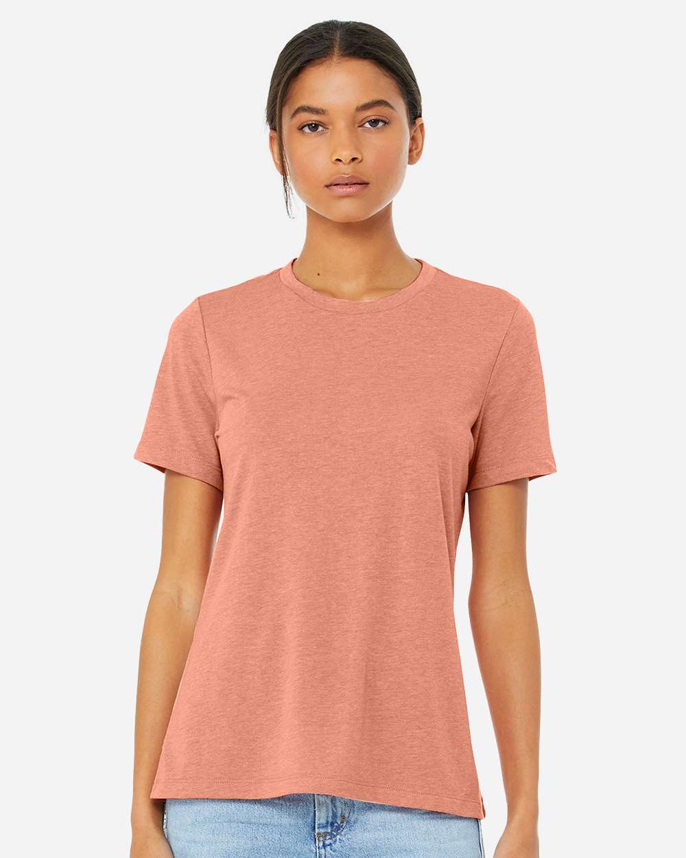 Women’s Relaxed Fit Heather CVC Tee - OnModelFront - B20506303 - Heather Sunset