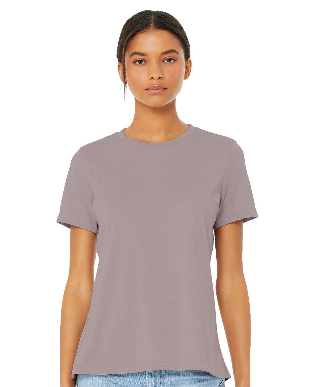 Women’s Relaxed Fit Heather CVC Tee - OnModelFront - B20506313 - Heather Pink Gravel