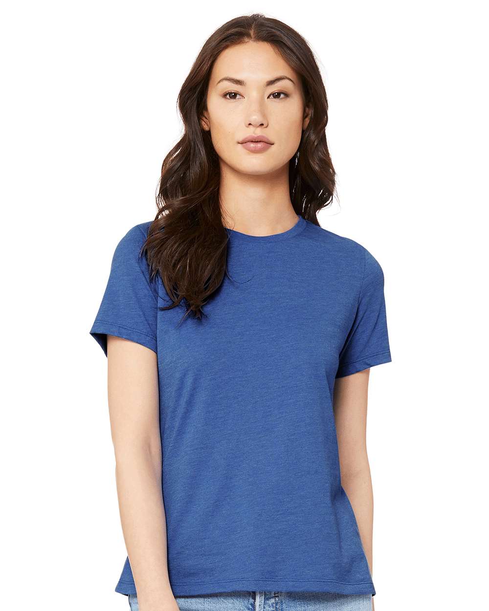 Women’s Relaxed Fit Heather CVC Tee - OnModelFront - B20506743 - Heather True Royal