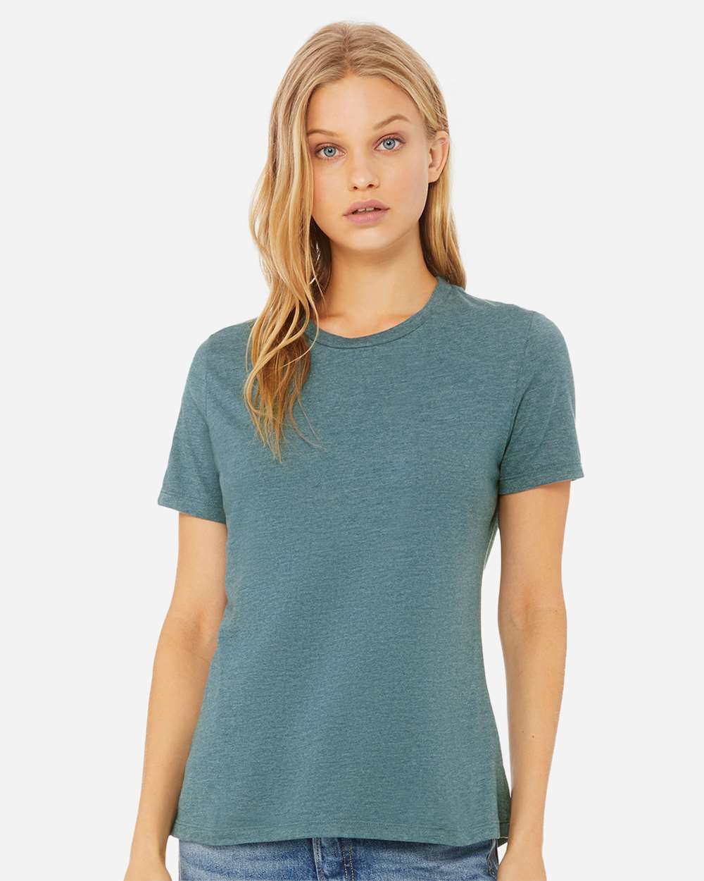 Women’s Relaxed Fit Heather CVC Tee - OnModelFront - B20506763 - Heather Deep Teal