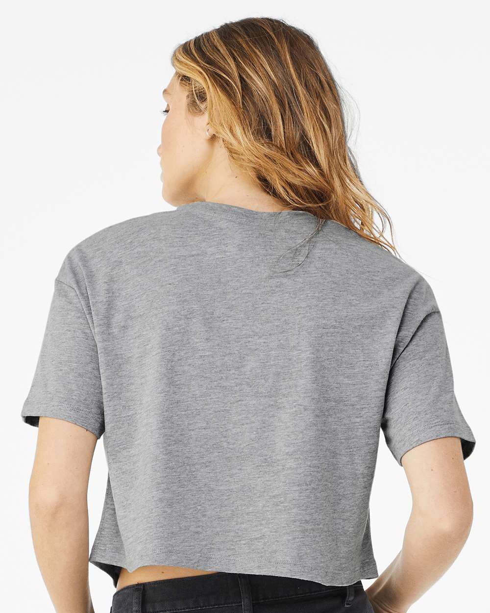 Women's Jersey Crop Tee - OnModelBack - B05306023 - Athletic Heather