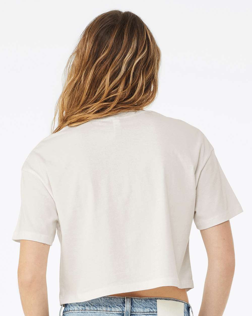 Women's Jersey Crop Tee - OnModelBack - B05306243 - Vintage White