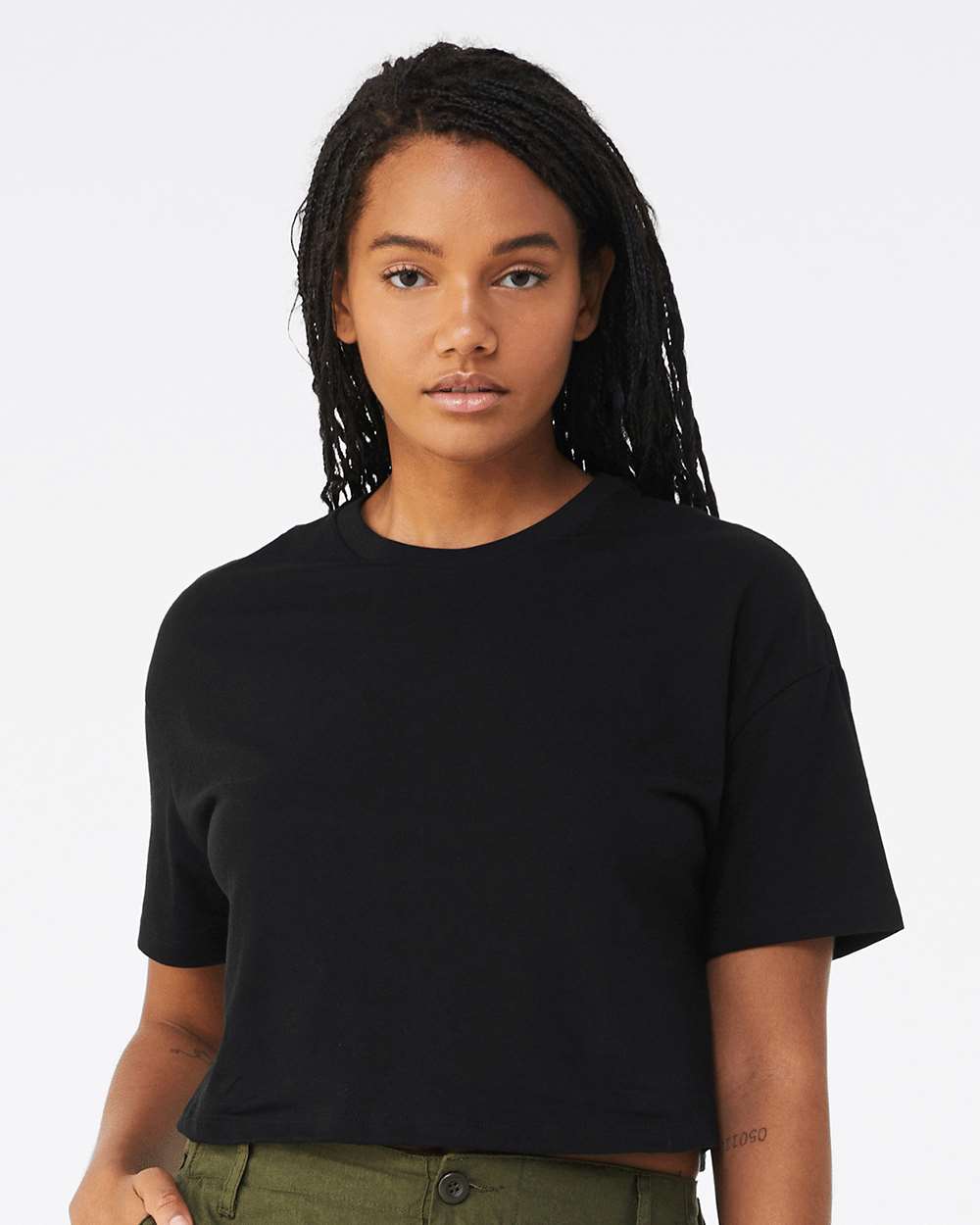Women's Jersey Crop Tee - OnModelFront - B05306503 - Black