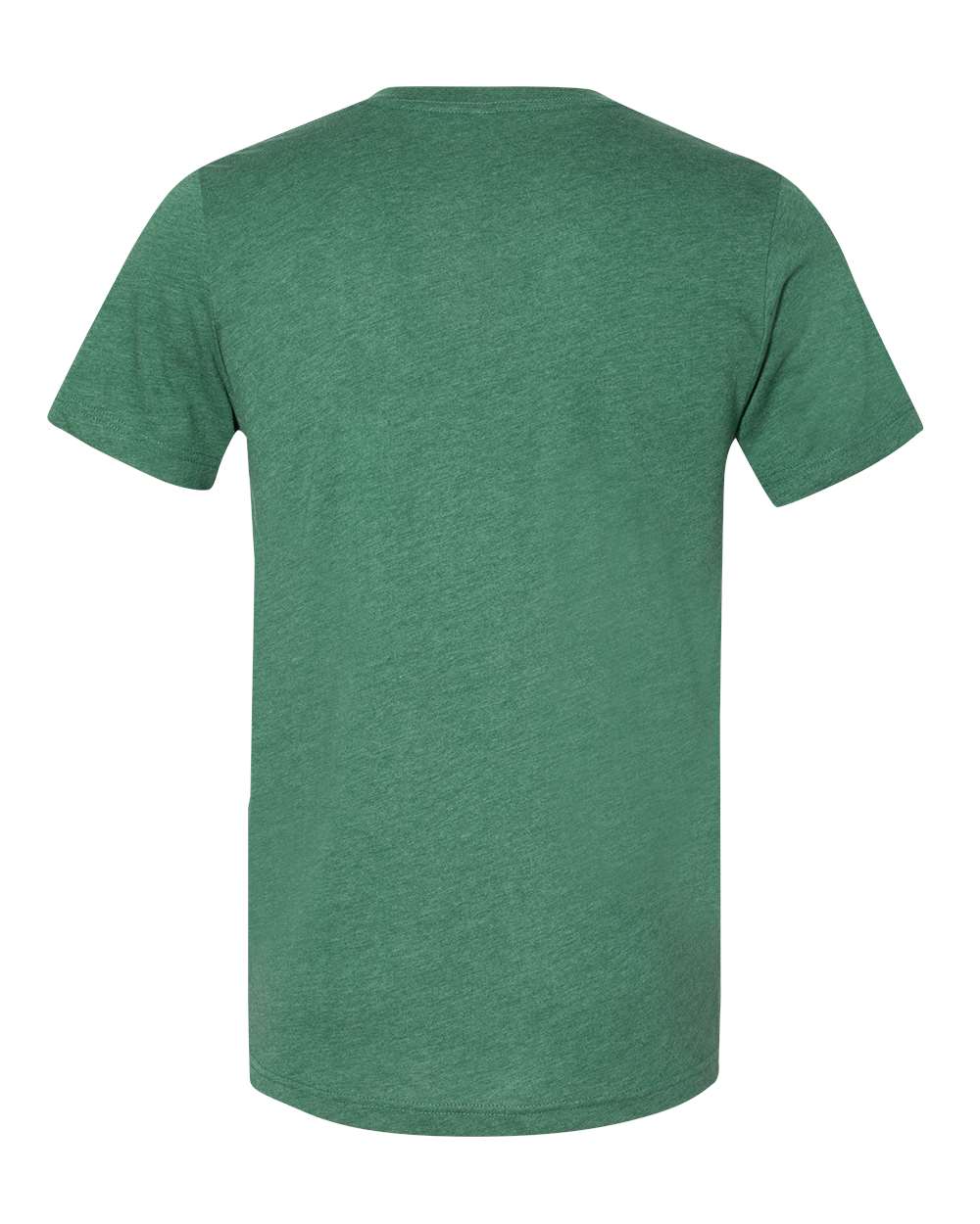 Unisex Heather CVC V-Neck Tee - Back - B03506192 - Heather Grass Green