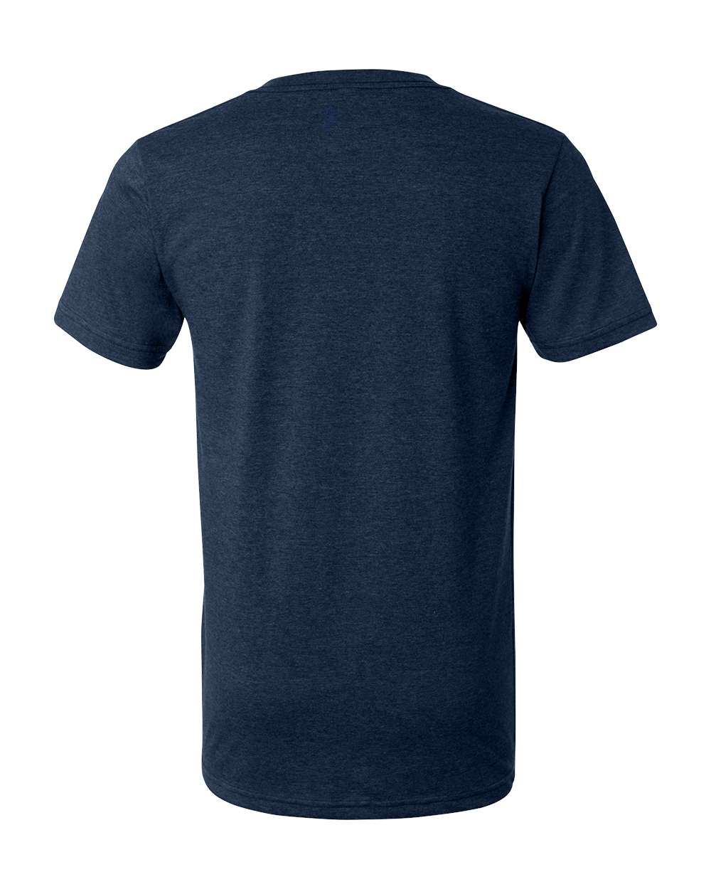 Unisex Heather CVC V-Neck Tee - Back - B03506652 - Heather Navy