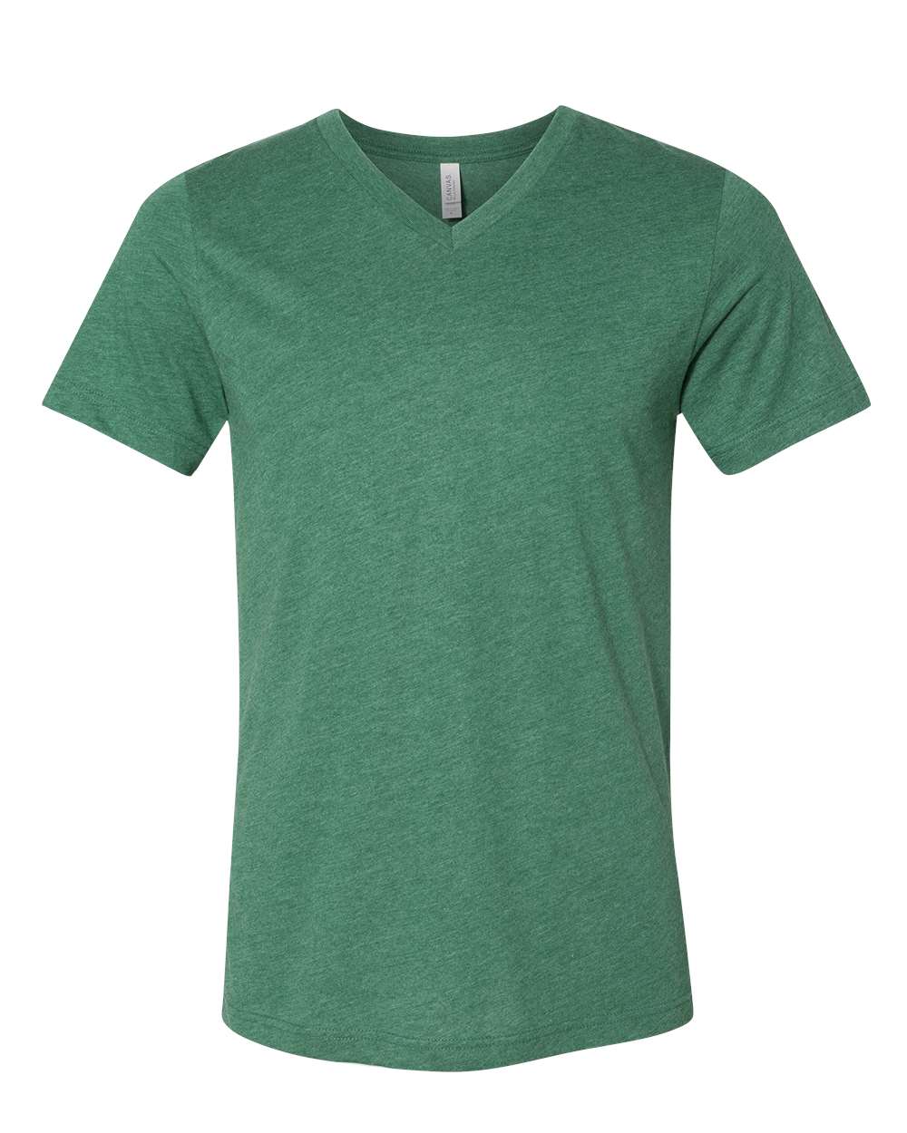 Unisex Heather CVC V-Neck Tee - Front - B03506192 - Heather Grass Green