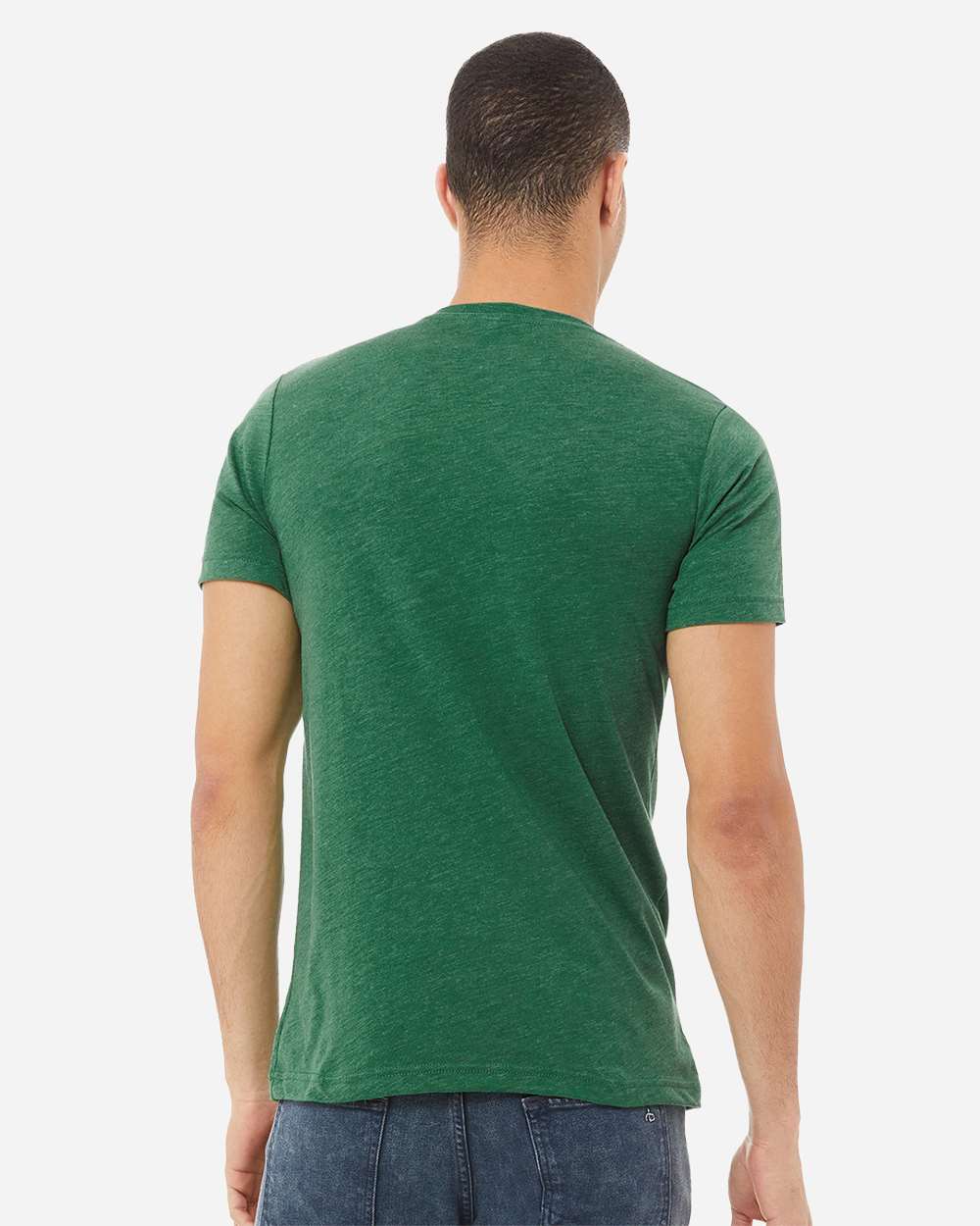 Unisex Heather CVC V-Neck Tee - OnModelBack - B03506192 - Heather Grass Green