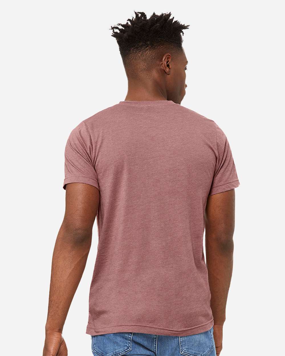 Unisex Heather CVC V-Neck Tee - OnModelBack - B03506272 - Heather Mauve