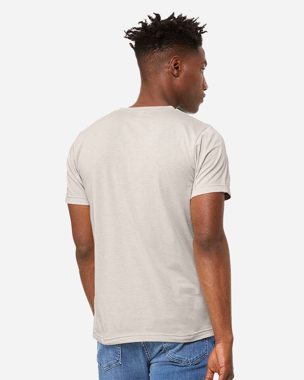 Unisex Heather CVC V-Neck Tee - OnModelBack - B03506982 - Heather Dust