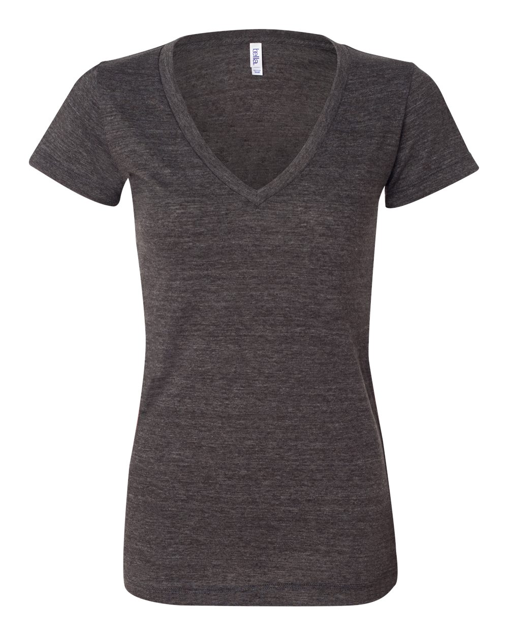 Women’s Triblend Deep V-Neck Tee - Front - B87806094 - Charcoal Black Triblend