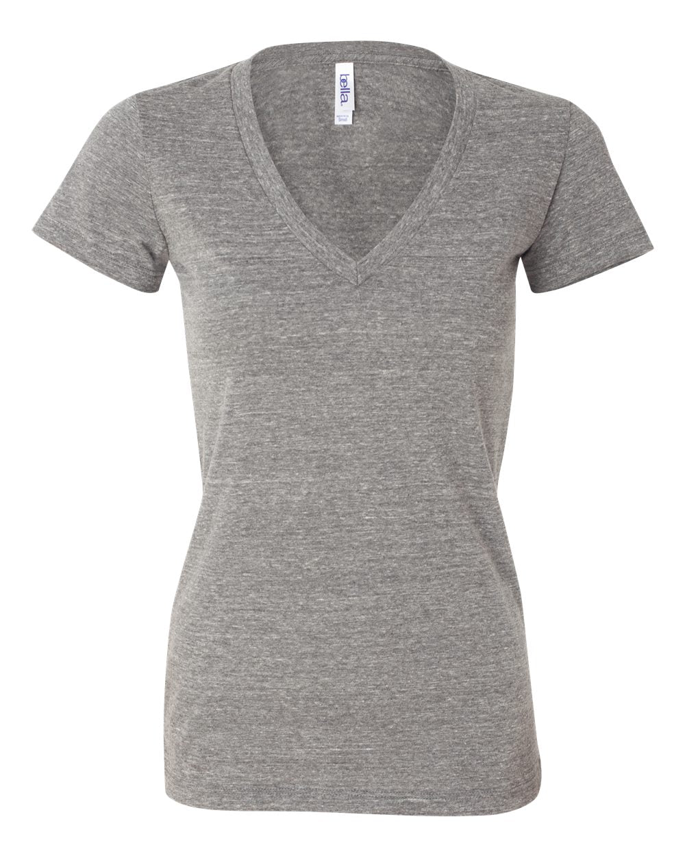Women’s Triblend Deep V-Neck Tee - Front - B87806583 - Grey Triblend