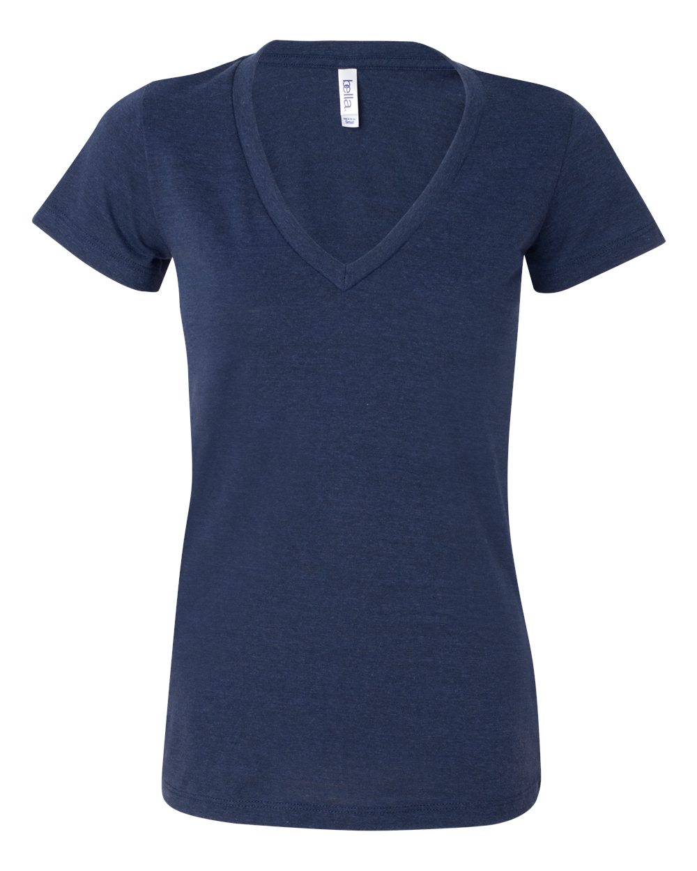 Women’s Triblend Deep V-Neck Tee - Front - B87806655 - Navy Triblend