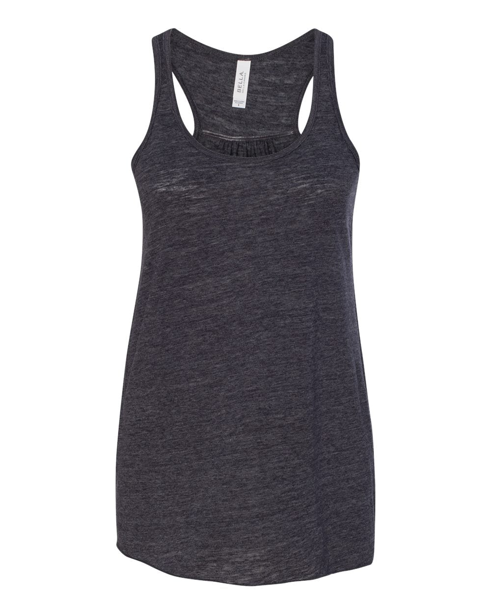 Women's Flowy Racerback Tank - Front - B87406493 - Charcoal Black Slub