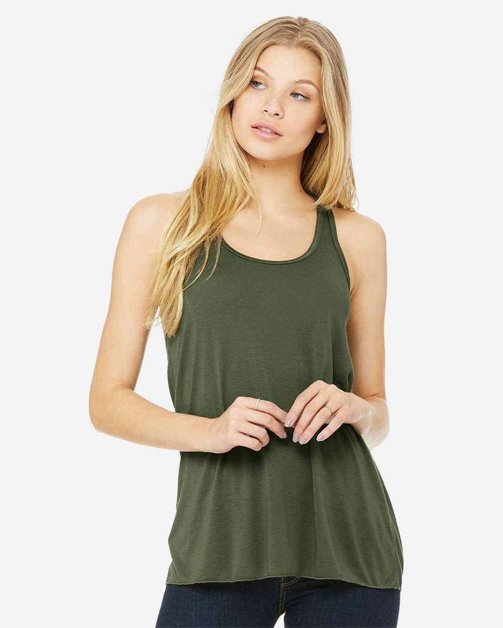 Women's Flowy Racerback Tank - OnModelFront - B87406062 - Military Green