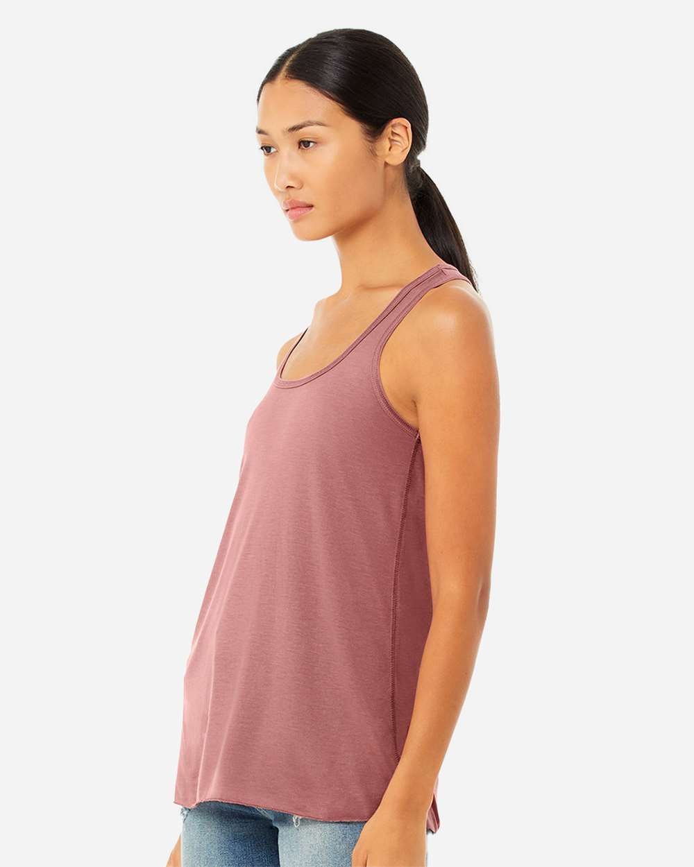 Women's Flowy Racerback Tank - OnModelSide - B87406262 - Mauve