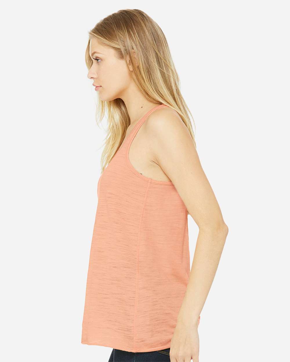 Women's Flowy Racerback Tank - OnModelSide - B87406342 - Peach Slub