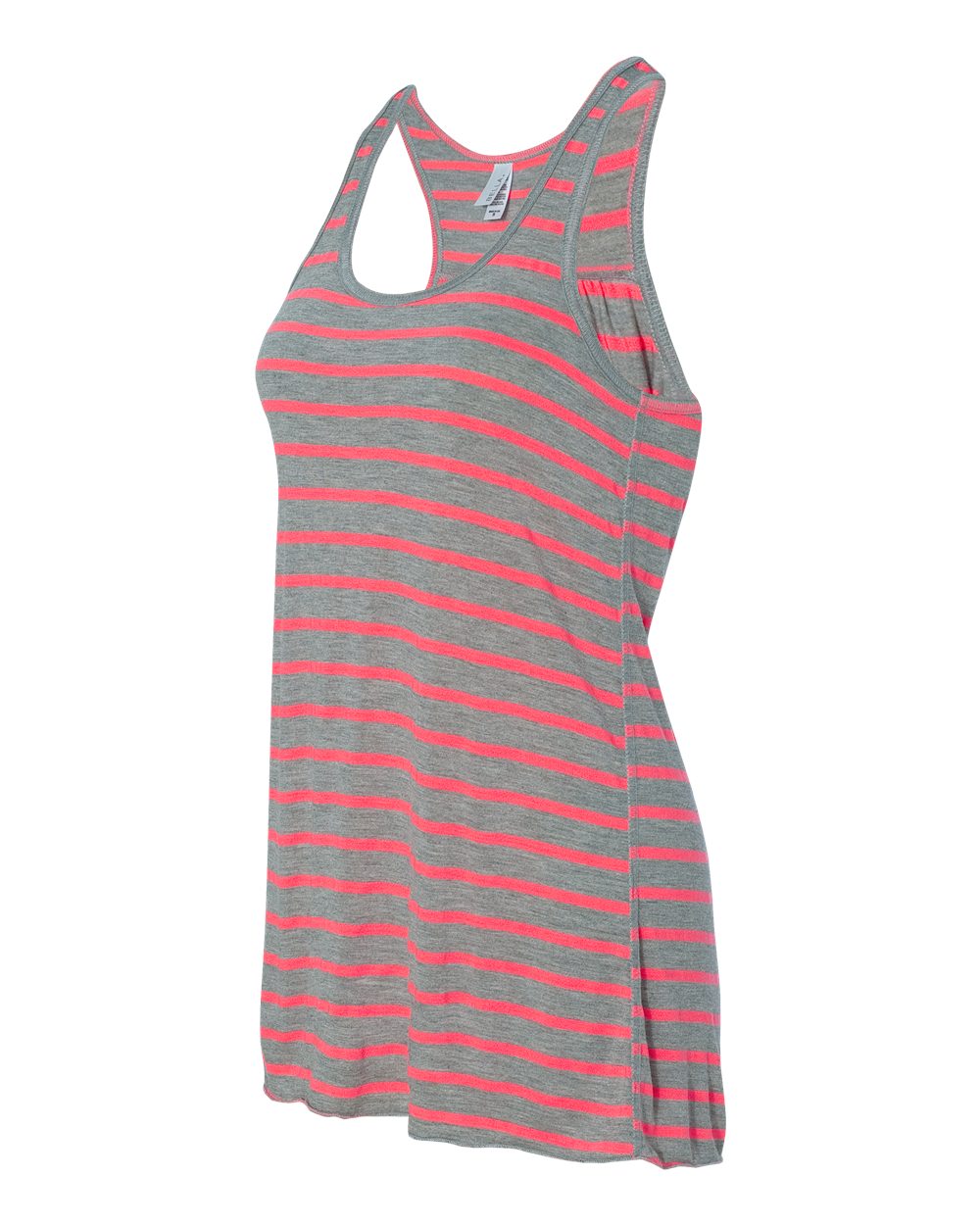Women's Flowy Racerback Tank - Side - B87406142 - Athletic Heather/ Neon Pink