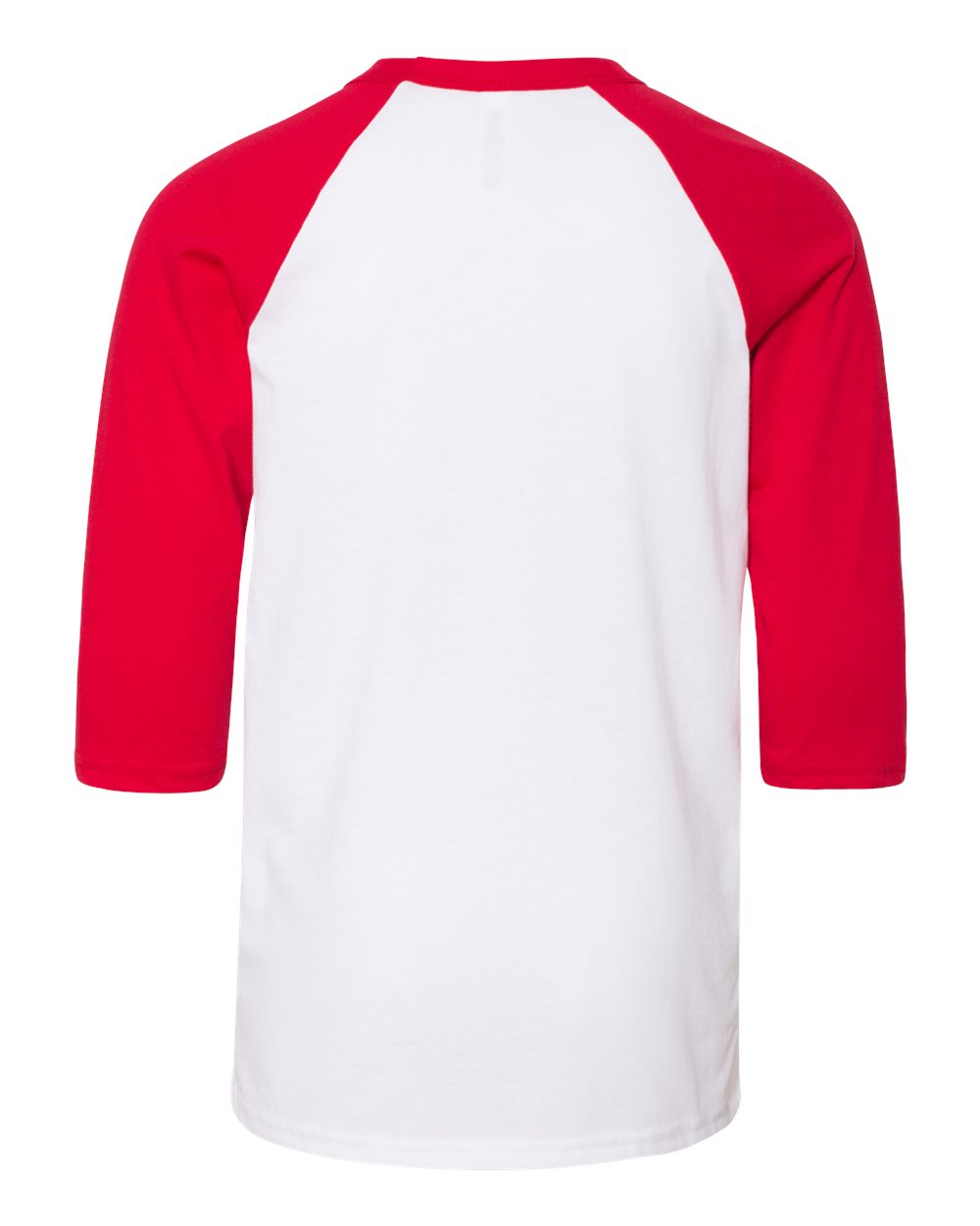 Youth Three-Quarter Sleeve Baseball Tee - Back - B36406713 - White/ Red