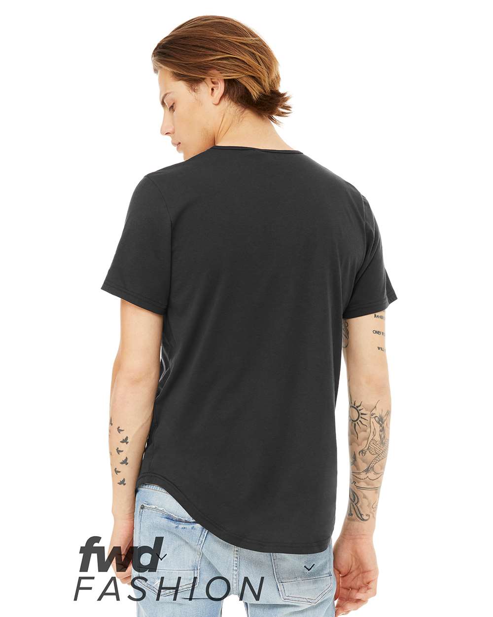 Men's Jersey Curved Hem Tee - Back - B00106203 - Dark Grey