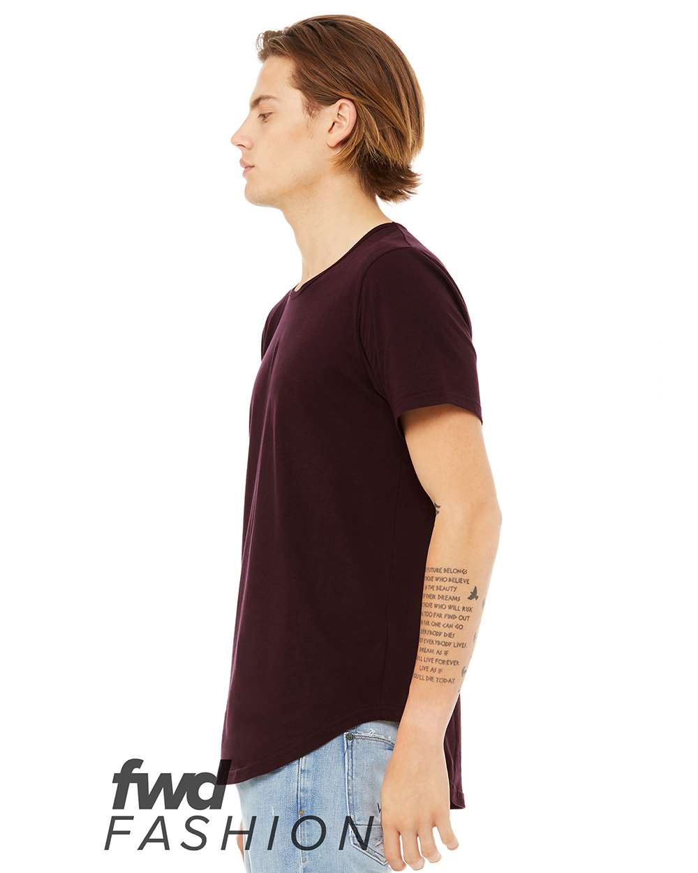 Men's Jersey Curved Hem Tee - DirectSide - B00106103 - Oxblood Black