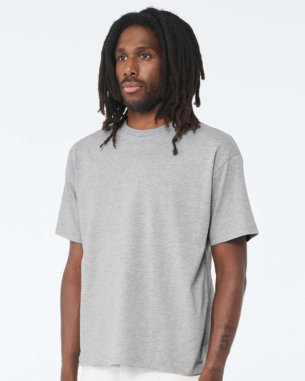 6 oz. Heavyweight Tee - OnModelSide - B01006022 - Athletic Heather