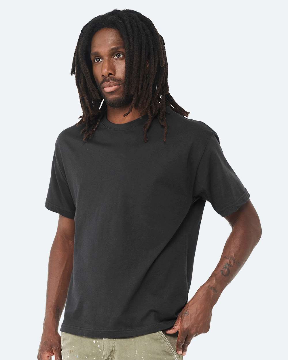 6 oz. Heavyweight Tee - OnModelSide - B01006202 - Dark Grey